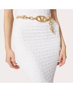 Valentino VLOGO SIGNATURE SHINY CALFSKIN BELT WITH CHAIN