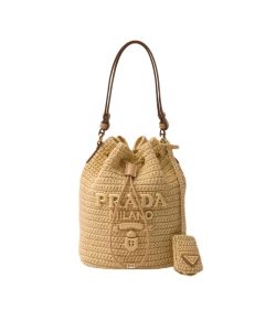 Prada Crochet and leather mini-bucket bag