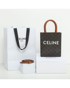MINI VERTICAL CABAS IN TRIOMPHE CANVAS AND CALFSKIN WITH CELINE PRINT