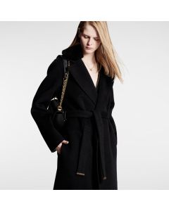 LV Shearling Collar Wrap Coat
