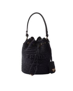 Prada Crochet and leather mini-bucket bag
