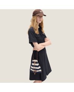 MIU MIU Striped fabric drawstring pouch