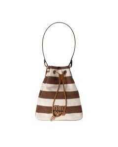 MIU MIU Striped fabric drawstring pouch