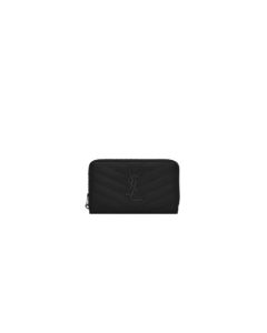 YSL CASSANDRE MATELASSÉ compact zip around wallet in grain de poudre leather