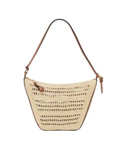 LOEWE Mini Hammock Hobo in raffia and calfskin