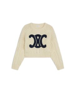 Celine triomphe crew neck sweater in aran wool
