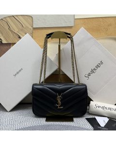 YSL LOULOU small in MATELASSÉ lambskin