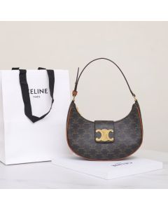Celine MEDIUM AVA TRIOMPHE BAG IN TRIOMPHE CANVAS AND CALFSKIN