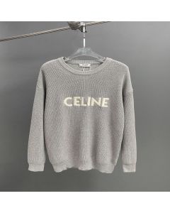 oversized celine sweater in ribbed wool
