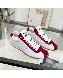 MIU MIU Plume nappa leather and suede sneakers
