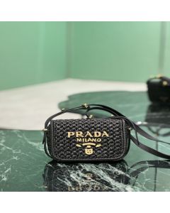 Prada Crochet and leather shoulder bag