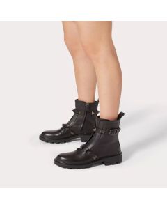 Valentino ROMAN STUD CALFSKIN COMBAT BOOT WITH TONAL STUDS