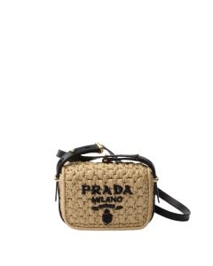 Prada Crochet and leather shoulder bag