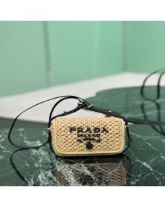 Prada Crochet and leather shoulder bag