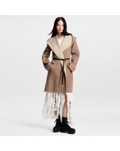 LV Reversible Signature Hooded Wrap Coat
