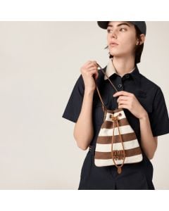 MIU MIU Striped fabric drawstring pouch