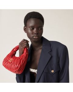MIU MIU Wander matelassé nappa leather hobo bag