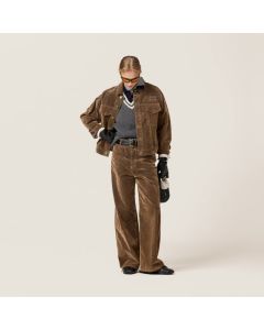 MIU MIU Washed flocked chambray pants