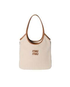 MIU MIU IVY canvas and leather tote bag