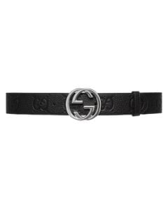 Wide belt with Interlocking G buckle