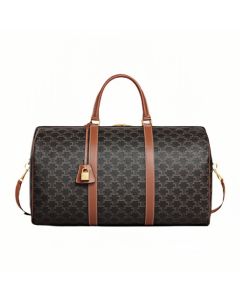 Celine LARGE TRAVEL BAG IN TRIOMPHE CANVAS AND CALFSKIN