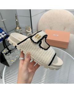 MIU MIU Crochet knit slides