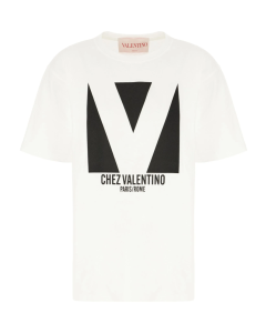 COTTON T-SHIRT WITH CHEZ VALENTINO PRINT