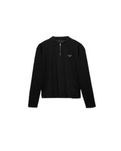 Prada Long-sleeved piqué and Re-Nylon polo shirt