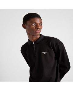 Prada Long-sleeved piqué and Re-Nylon polo shirt