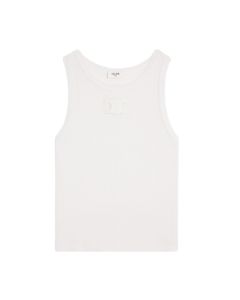 Celine triomphe tank top in ribbed silk jersey
