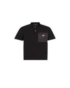 Prada Stretch cotton polo shirt with Re-Nylon details