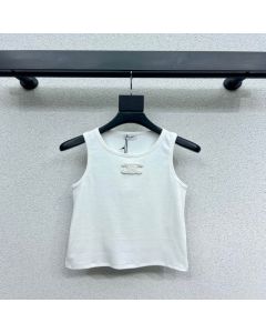 Celine triomphe tank top in ribbed silk jersey
