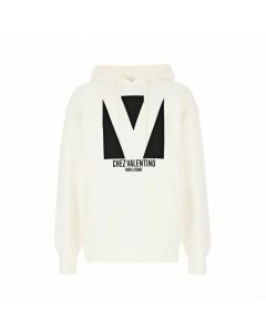 COTTON HOODED SWEATSHIRT WITH CHEZ VALENTINO PRINT
