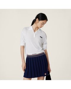 MIU MIU Ribbed jersey polo shirt