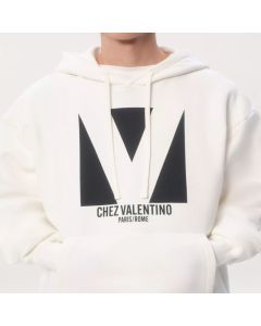 COTTON HOODED SWEATSHIRT WITH CHEZ VALENTINO PRINT