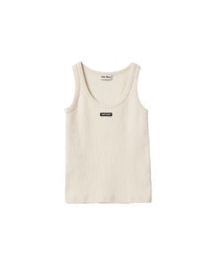 MIU MIU Garment-dyed ribbed knit jersey top