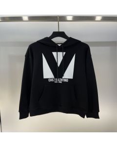 COTTON HOODED SWEATSHIRT WITH CHEZ VALENTINO PRINT