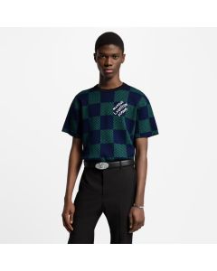 LV Jacquard Damier Short-Sleeved Cotton Crewneck