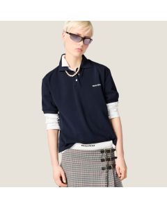 MIU MIU Piqué and jersey polo shirt