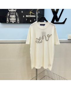 LV Embellished Short-Sleeved Cotton Crewneck