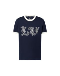 LV Graphic Intarsia Short-Sleeved Cotton Crewneck