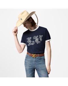 LV Graphic Intarsia Short-Sleeved Cotton Crewneck
