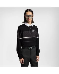 LV Monogram Jacquard Long-Sleeved Polo Shirt