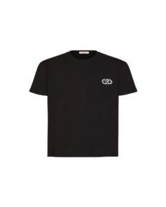 Valentino COTTON T-SHIRT WITH VLOGO SIGNATURE PATCH