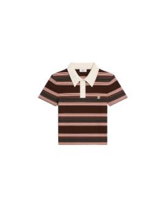 Celine triomphe cropped polo shirt in striped cotton