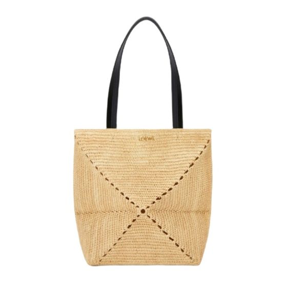 LOEWE Puzzle Fold Tote in raffia