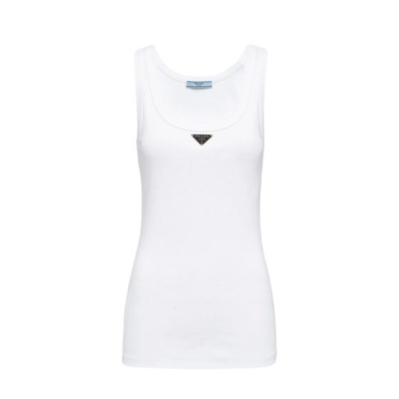 Prada Ribbed knit jersey tank top
