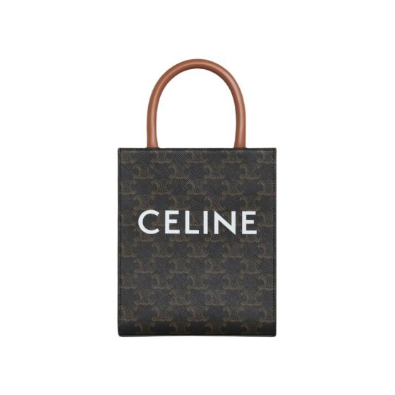 MINI VERTICAL CABAS IN TRIOMPHE CANVAS AND CALFSKIN WITH CELINE PRINT