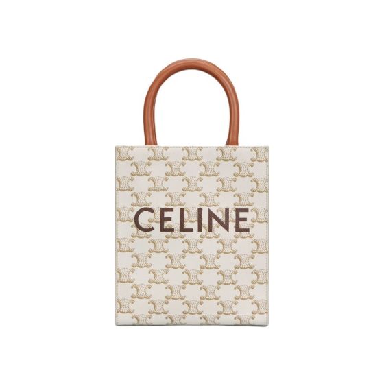 MINI VERTICAL CABAS IN TRIOMPHE CANVAS AND CALFSKIN WITH CELINE PRINT