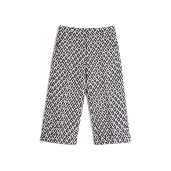 Valentino WOOL PANTS WITH CUFFS WITH TOUTE LA V JACQUARD PATTERN
